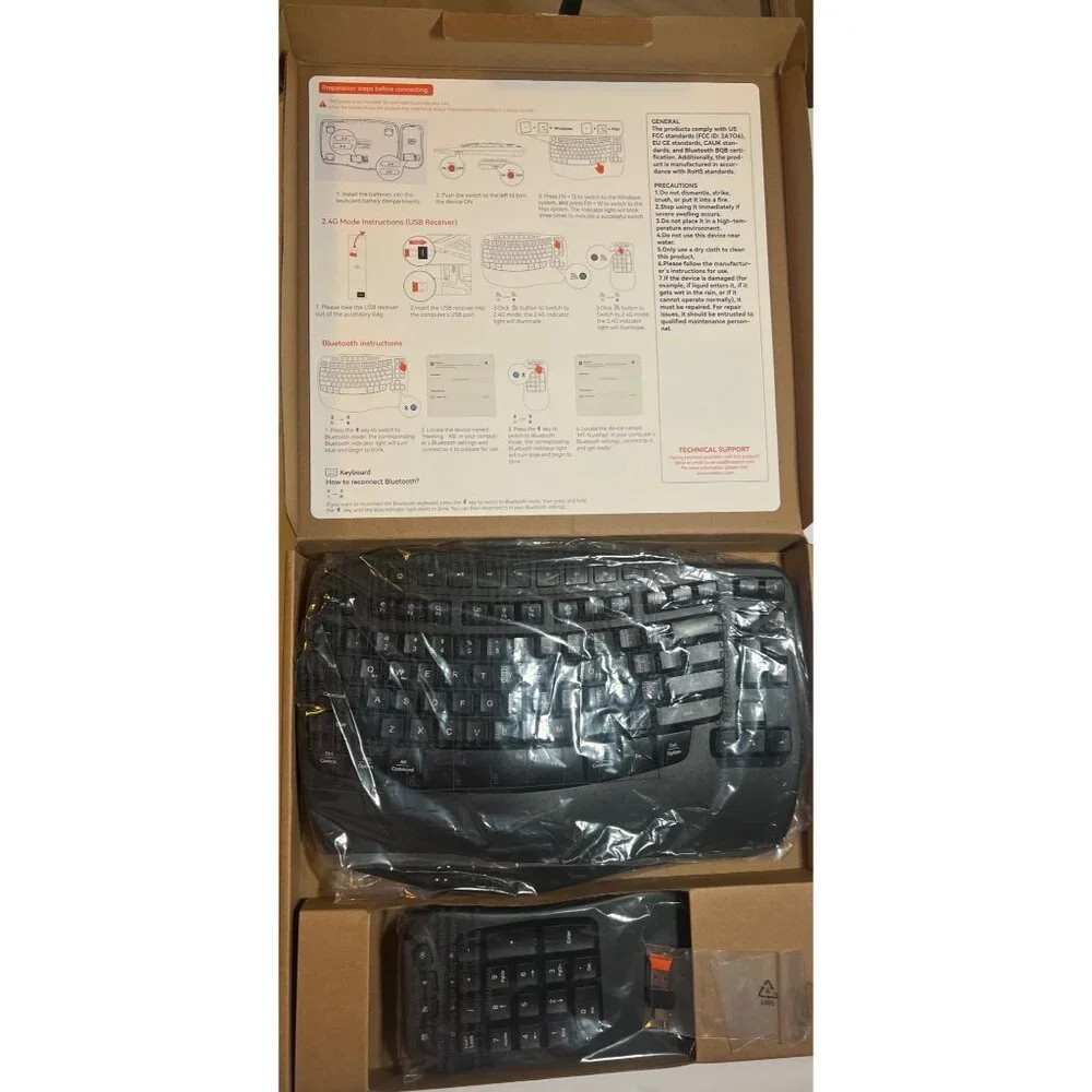 Ergonomic Wireless Keyboard & Number Pad Combo BTK9330 Meetion NEW IN BOX